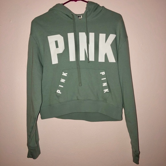 Pink Mint Green Cropped Hoodie SMALL - Picture 3 of 6